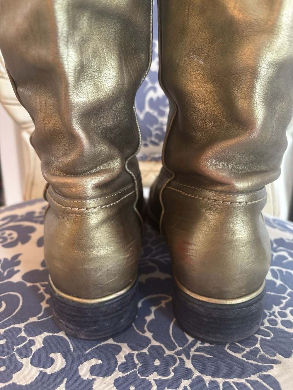 Chanel Metallic Gold Leather CC Tall Boots - Picture 6 of 16